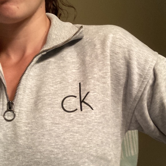 2/$20 Calvin Klein 3/4 Zip Grey Sweatshirt - Picture 4 of 9